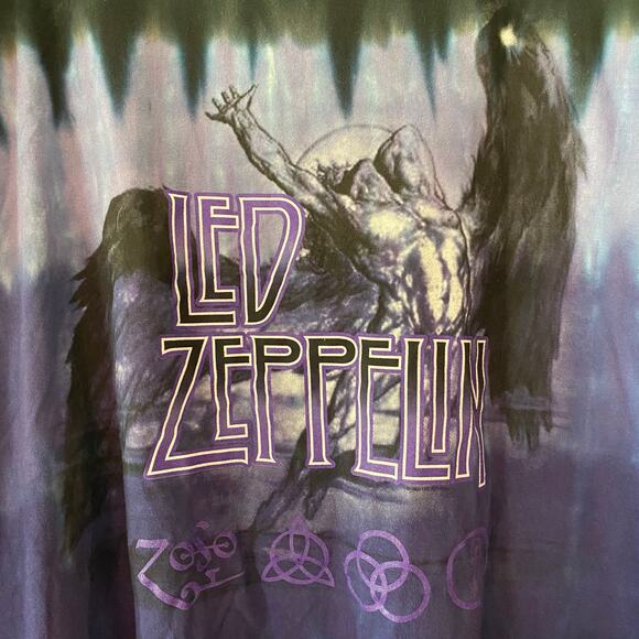 Liquid Blue Men's 4X Led Zeppelin Purple Black Tie-Dye Short Sleeve Tee T-Shirt - Picture 3 of 11